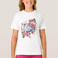 Cute Spring Bluebird & Cherry Blossom Watercolor A
