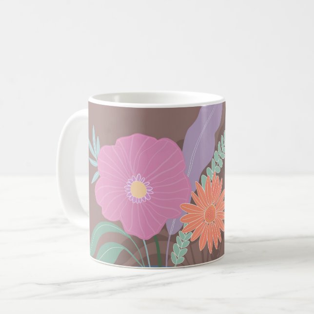 Cute Spring Bouquet of Modern Florals Coffee Mug (Front Left)