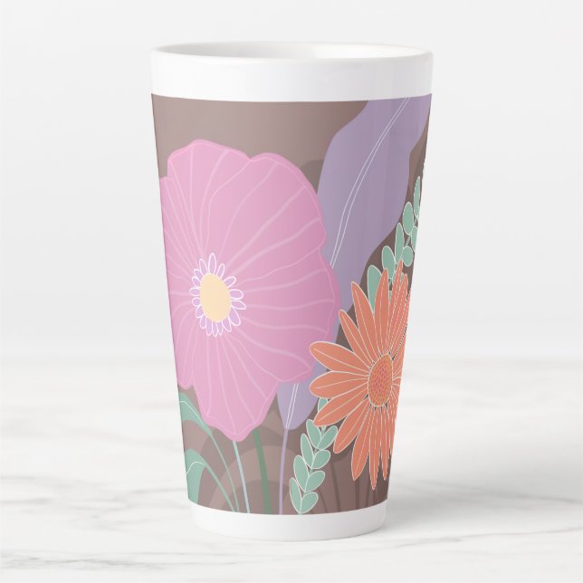 Cute Spring Bouquet of Modern Florals Latte Mug (Front)