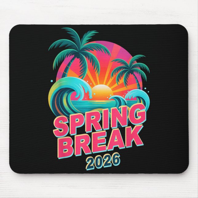 Cute Spring Break 2026 Vacation Trip Surf Beach Mouse Mat (Front)