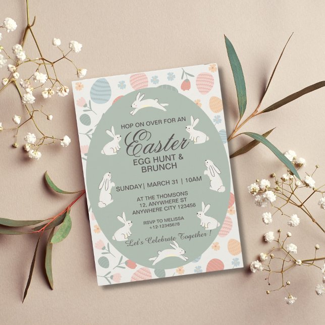 Cute Spring Bunnies Easter Egg Hunt  Invitation (Creator Uploaded)