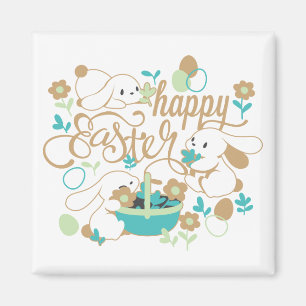 Cute Spring Bunny and Easter Garden Magnet