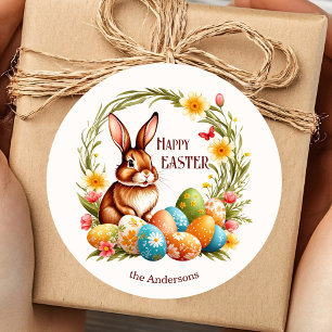 Cute Spring Bunny Floral Easter Eggs Sticker