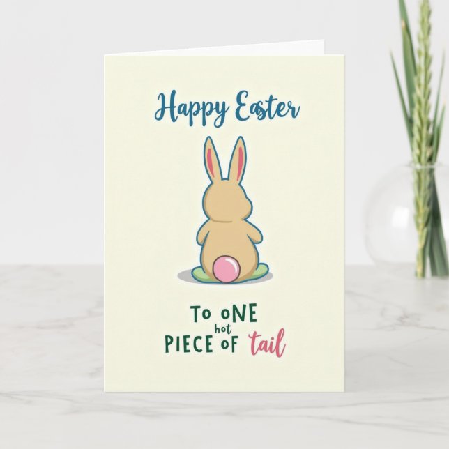 Cute Spring Bunny Fun Message Card (Front)