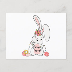 Cute spring bunny Happy Easter Postcard