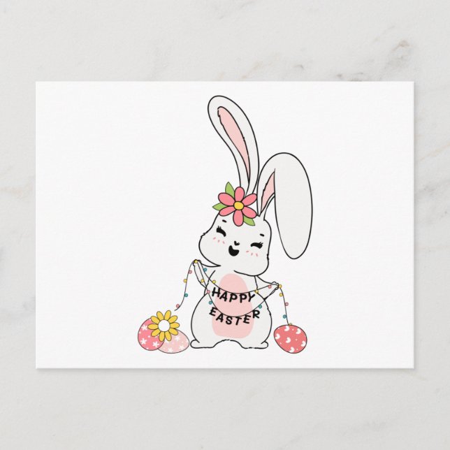 Cute spring bunny Happy Easter Postcard (Front)
