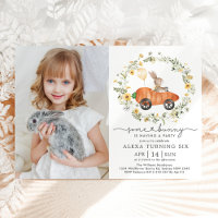 Cute Spring Bunny Rabbit Wildflower Birthday Photo