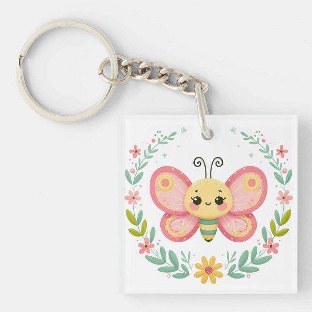 Cute, spring/butterfly  key ring (Front)