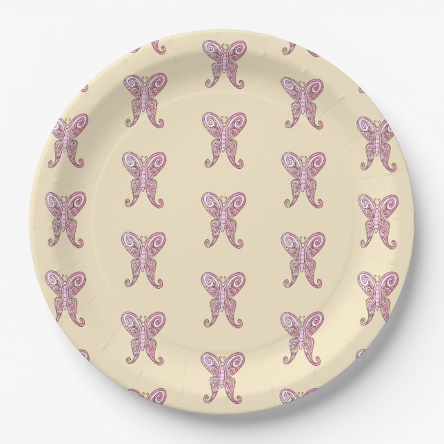 Cute Spring Butterfly  Paper Plate (Front)
