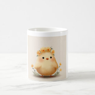Cute Spring Chick Mug   Daisy Flower Bird