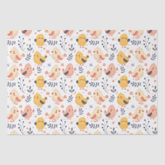 Cute Spring Chicks and Floral Pattern Tissue Paper