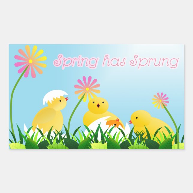 Cute Spring Chicks Rectangular Sticker (Front)