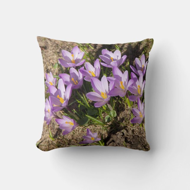 Cute spring crocuses cushion (Front)