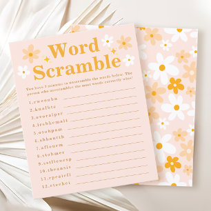 Cute Spring Daisy Baby Shower Word Scramble Game 
