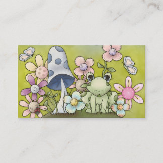 Cute spring design with animals and flowers business card