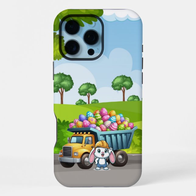 Cute spring/Easter bunny dump truck iPhone Case (Back)