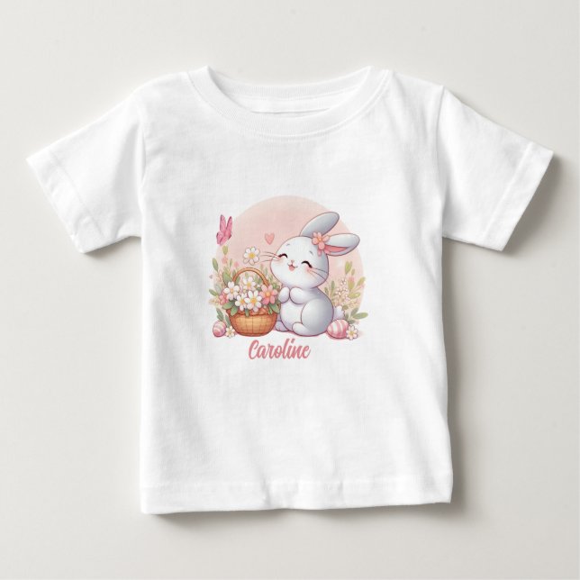 Cute spring/Easter bunny with egg Baby T-Shirt (Front)
