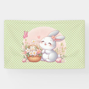 Cute spring/Easter bunny with egg Banner