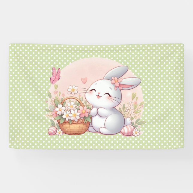 Cute spring/Easter bunny with egg Banner (Horizontal)