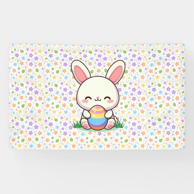Cute spring/Easter bunny with egg Banner (Horizontal)