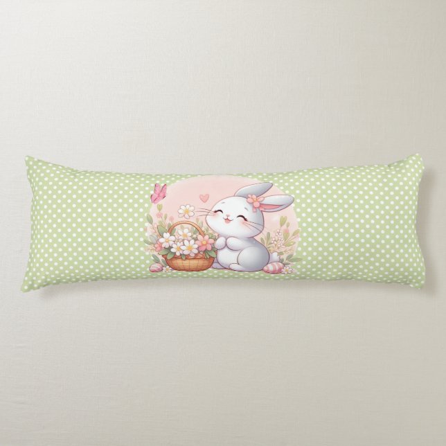Cute spring/Easter bunny with egg Body Cushion (Front)