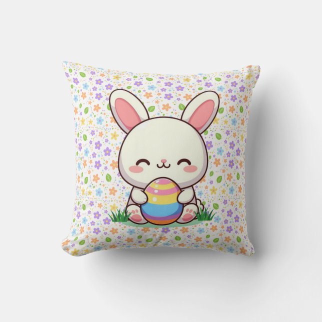 Cute spring/Easter bunny with egg Cushion (Front)