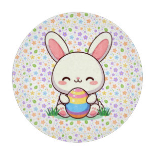 Cute spring/Easter bunny with egg Cutting Board