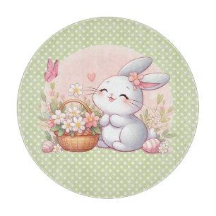 Cute spring/Easter bunny with egg Cutting Board