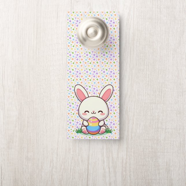 Cute spring/Easter bunny with egg Door Hanger (On Knob)