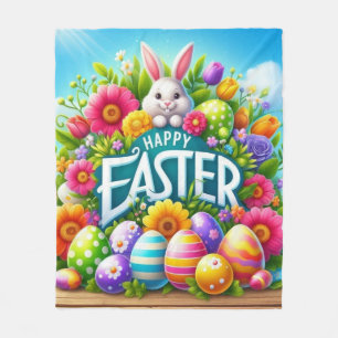 Cute spring/Easter bunny with egg Fleece Blanket