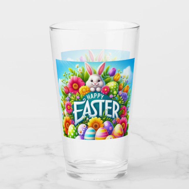 Cute spring/Easter bunny with egg Glass (Front)