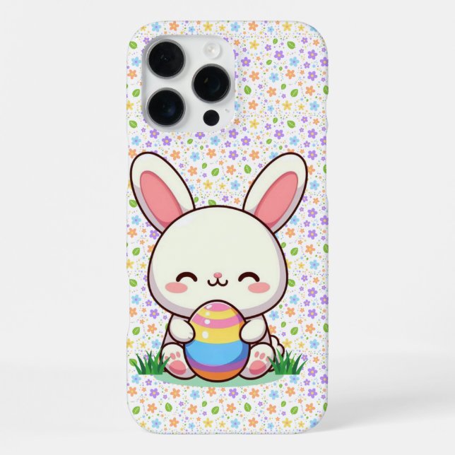Cute spring/Easter bunny with egg iPhone Case (Back)