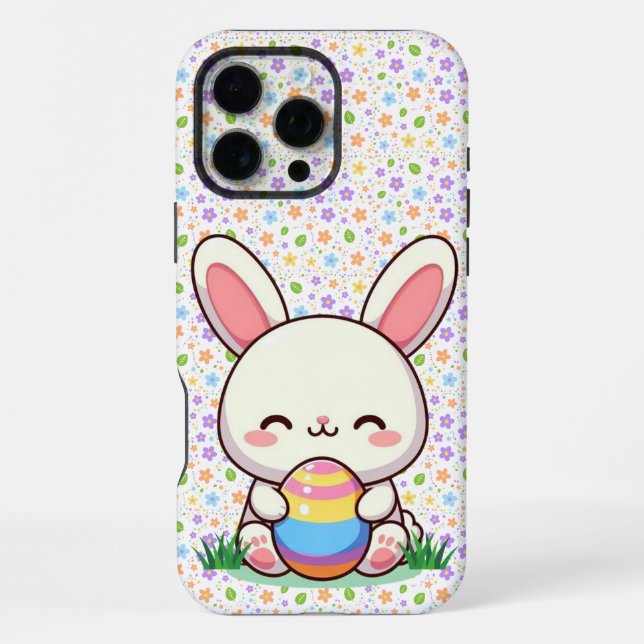 Cute spring/Easter bunny with egg iPhone Case (Back)