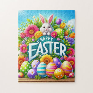Cute spring/Easter bunny with egg Jigsaw Puzzle