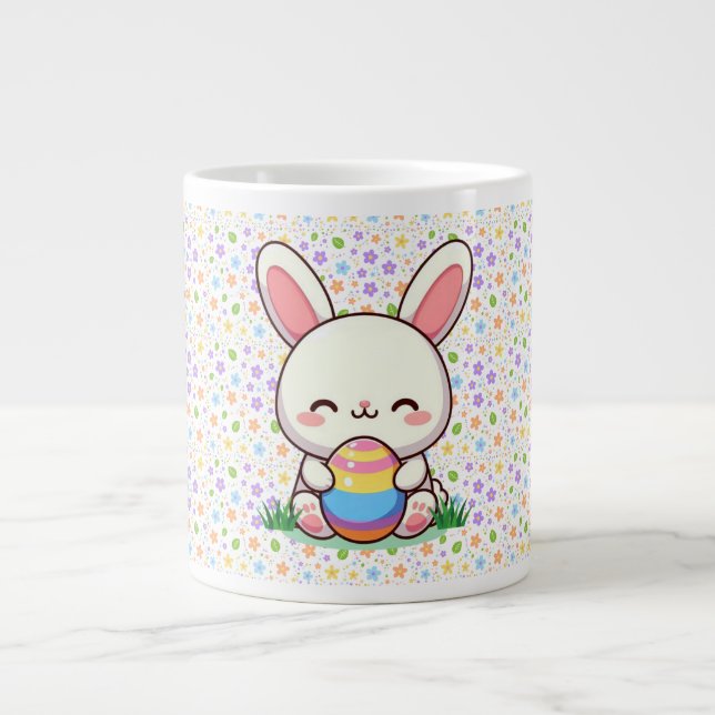 Cute spring/Easter bunny with egg Large Coffee Mug (Front)