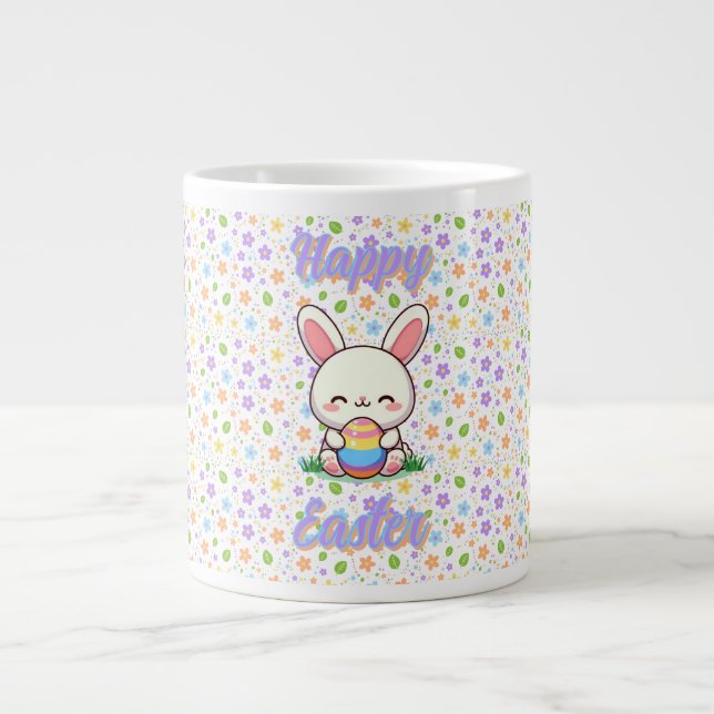Cute spring/Easter bunny with egg Large Coffee Mug (Front)