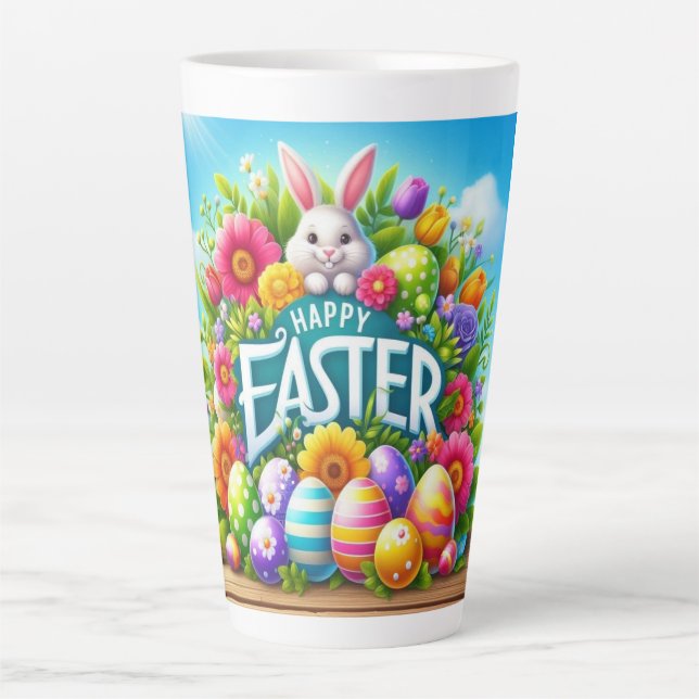 Cute spring/Easter bunny with egg Latte Mug (Front)