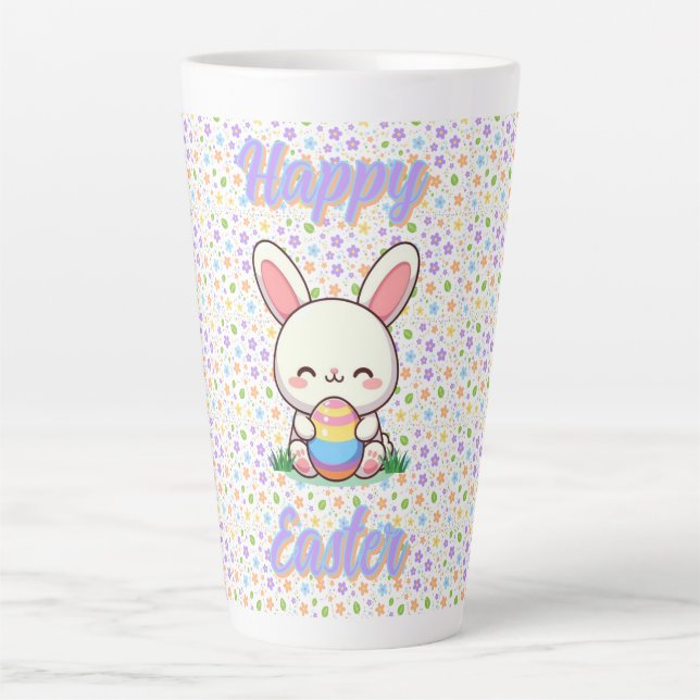 Cute spring/Easter bunny with egg Latte Mug (Front)
