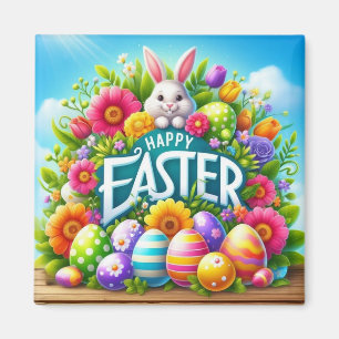 Cute spring/Easter bunny with egg Magnet