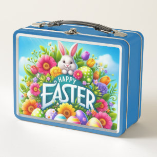 Cute spring/Easter bunny with egg Metal Lunch Box