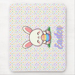 Cute spring/Easter bunny with egg Mouse Mat