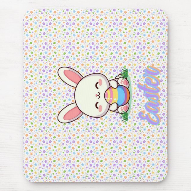Cute spring/Easter bunny with egg  Mouse Mat (Front)