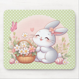 Cute spring/Easter bunny with egg Mouse Mat