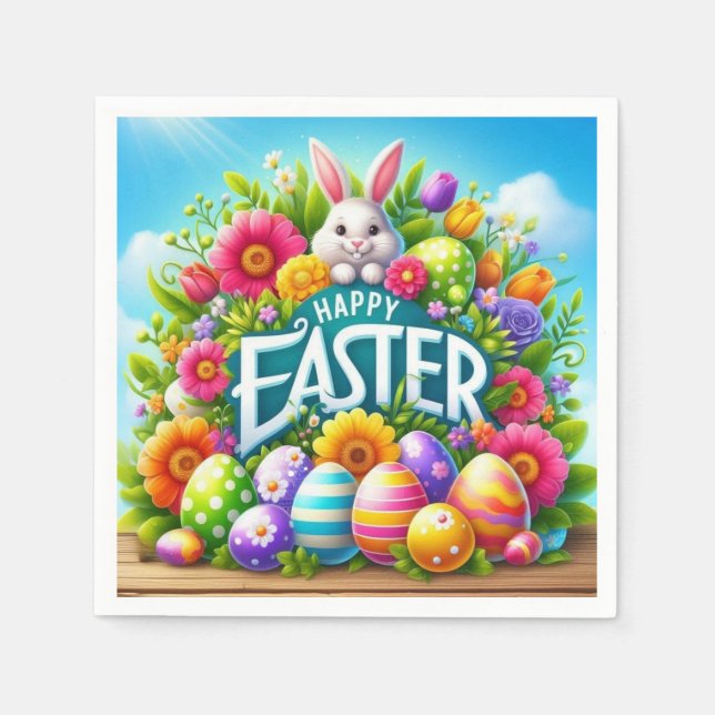 Cute spring/Easter bunny with egg Napkin (Front)