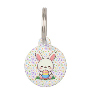 Cute spring/Easter bunny with egg Pet Tag