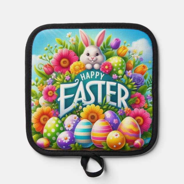 Cute spring/Easter bunny with egg Pot Holder (Front)
