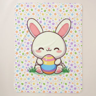 Cute spring/Easter bunny with egg Sherpa Blanket