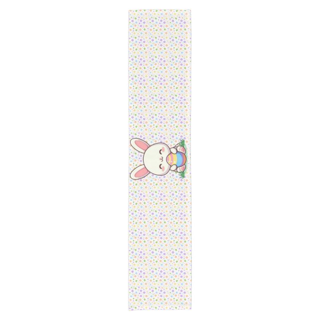 Cute spring/Easter bunny with egg Short Table Runner (Front)