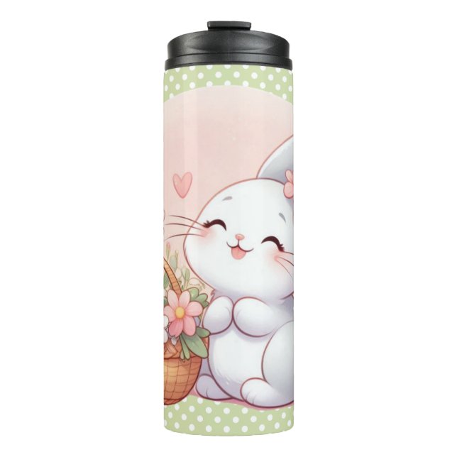 Cute spring/Easter bunny with egg Thermal Tumbler (Front)