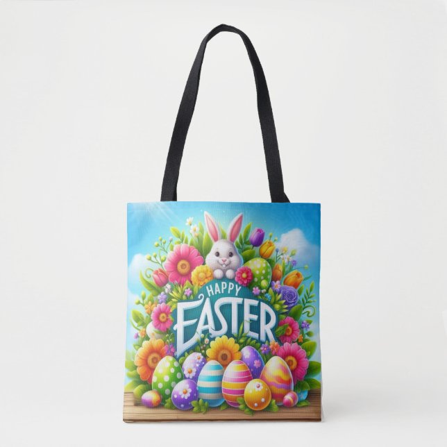 Cute spring/Easter bunny with egg Tote Bag (Front)